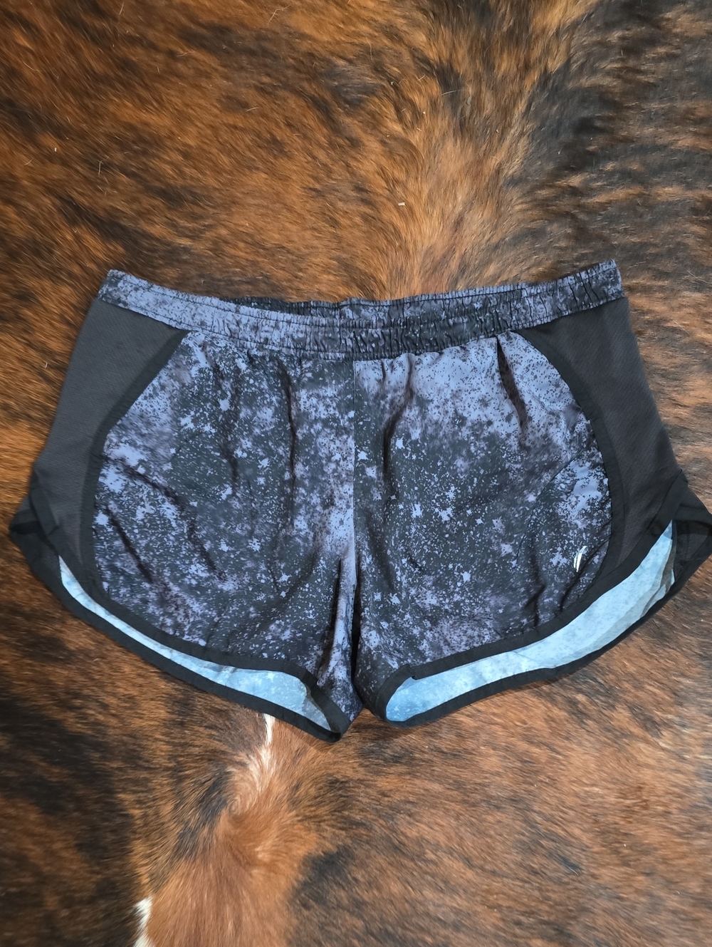 Old Navy Black Speckle Athletic Shorts with Light Blue Trim